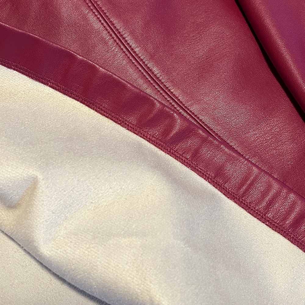 INC International Concepts Berry Burgundy Faux Leather Trumpet A-line Midi Skirt - Picture 9 of 12